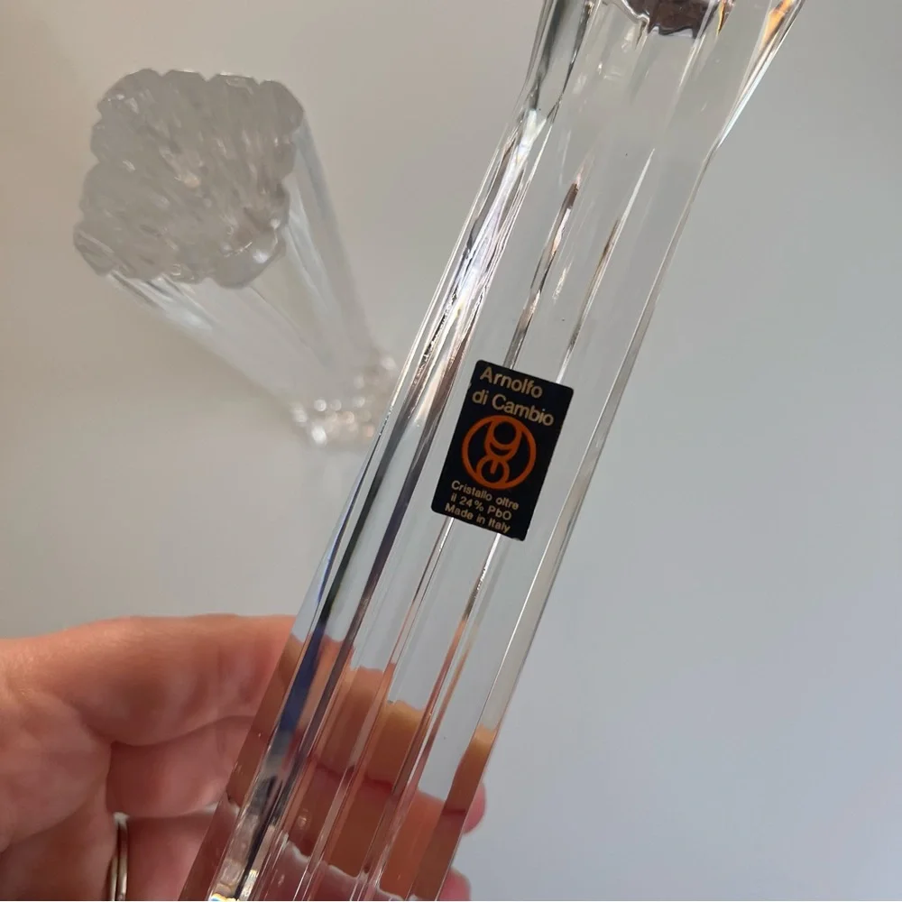 Vintage: Arnolfo di Cambio •‎ Ribbed Crystal Candlesticks (Set of 2)